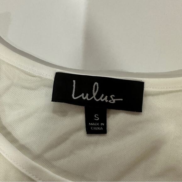 Lulus Iced Latte White Short Sleeve Tassel Shift Dress Size S - Picture 7 of 12